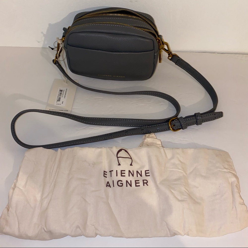 Etienne Aigner - Adeline Mini Ca Double Zip Crossbody Camera bag βslateβ gray π - Picture 12 of 15